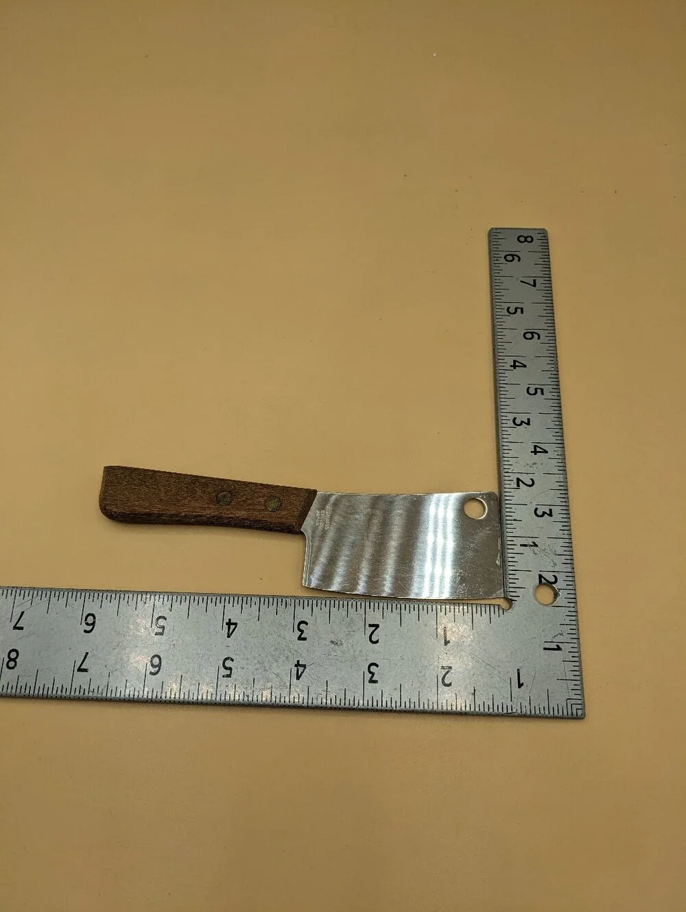 Vintage Mini Cleaver Cheese Slicer Set Of 2 Wood handle Stainless Pre-owned